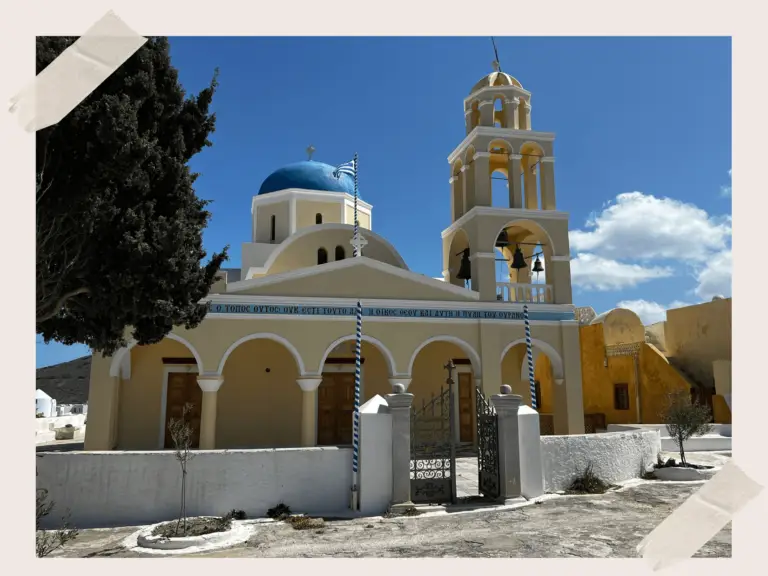 What is Santorini known for? Churches.