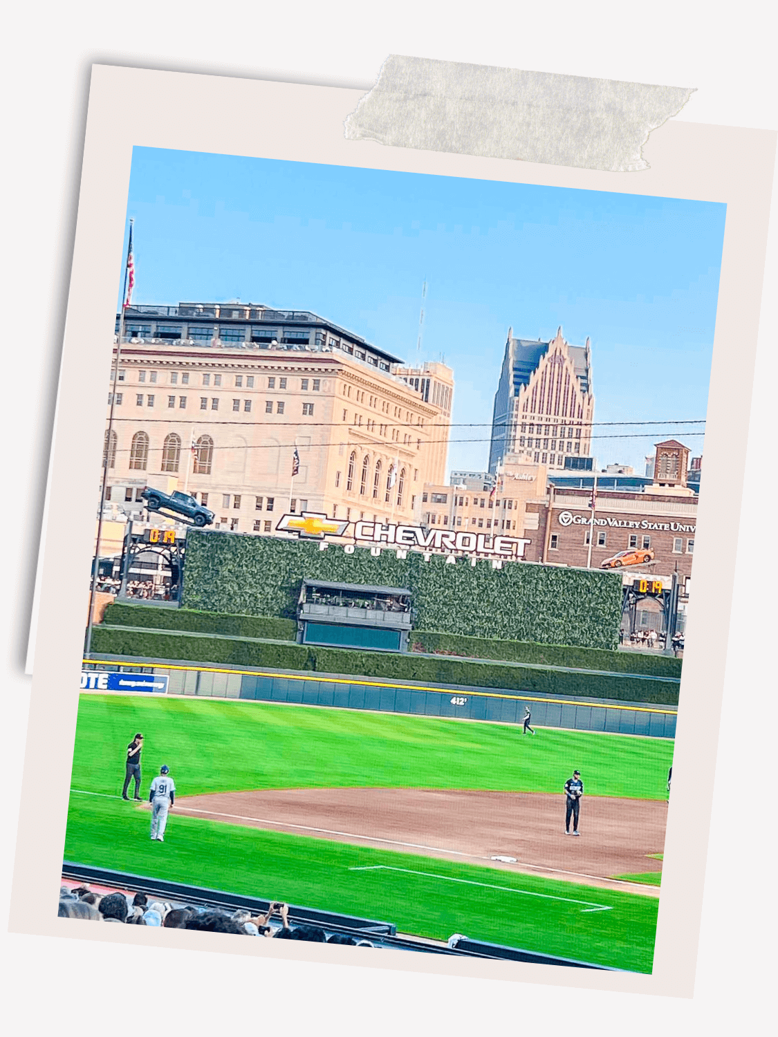 Chevrolet Fountain at Comerica Stadium.